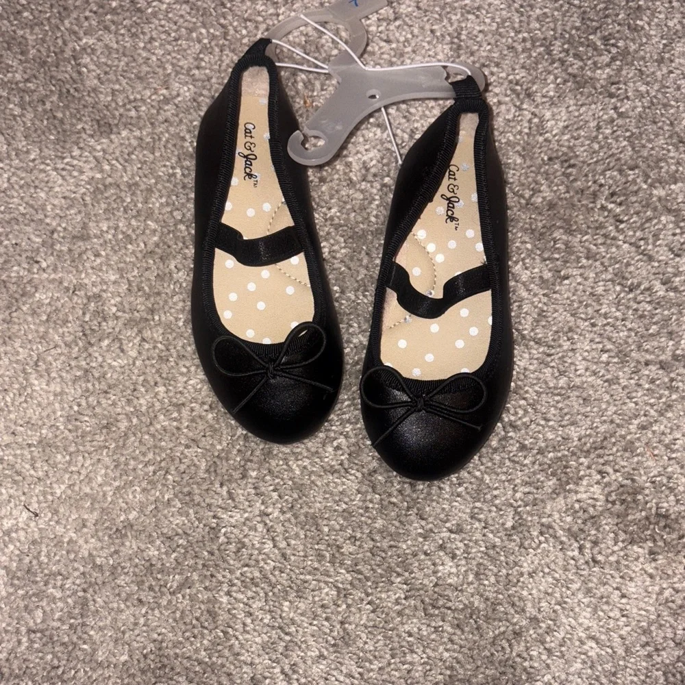 Cat & Jack Black Mary Jane Bow Baby Flats ballets size 7 new
